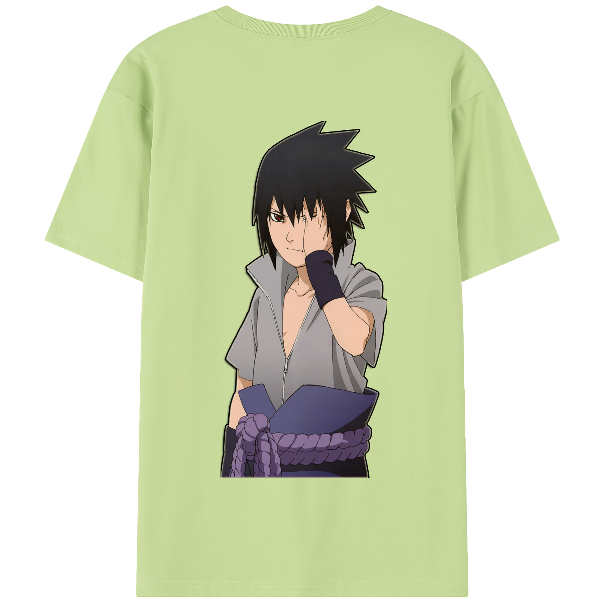 （画像用） NARUTO -ナルト- うちは サスケ Uchiha Sasuke 綿100％半袖Tシャツ（背面プリント）